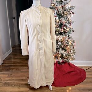 VTG Kashmiracle Coat Wellington Beige Tan Long Button Down